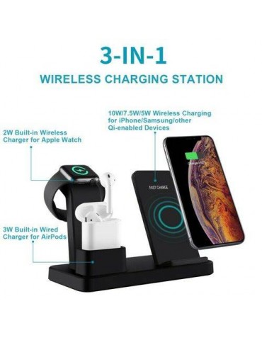 3-in-1 Fast Wireless Chargers Charging Pad for Mobile Phone/iWatch/Headphone