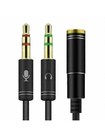 Audio Splitter Kabel Schwarz Y Adapter Headset 3.5mm Klinke Buchse +2 x Stecker