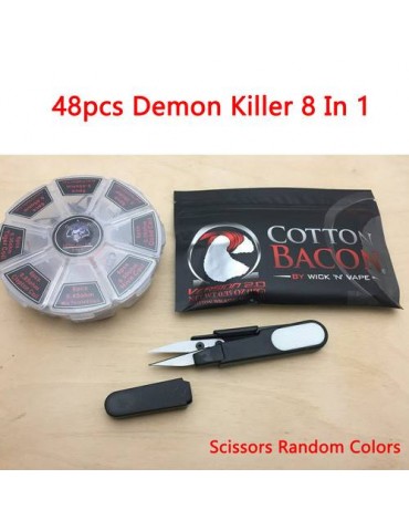 48pcs Demon Killer 8 In 1 Clapton Alien RDA Pre-Built Coil Cotton Bacon Scissors